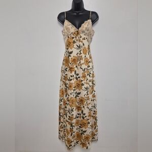 90s Y2K NWT Thirty / Thirty LA Floral Satin Lace Maxi Slip Dress sz XL 6FCIW791